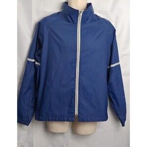 Jogalite Jacket Men L Blue Reflective Nylon Full Zip Windbreaker Made USA